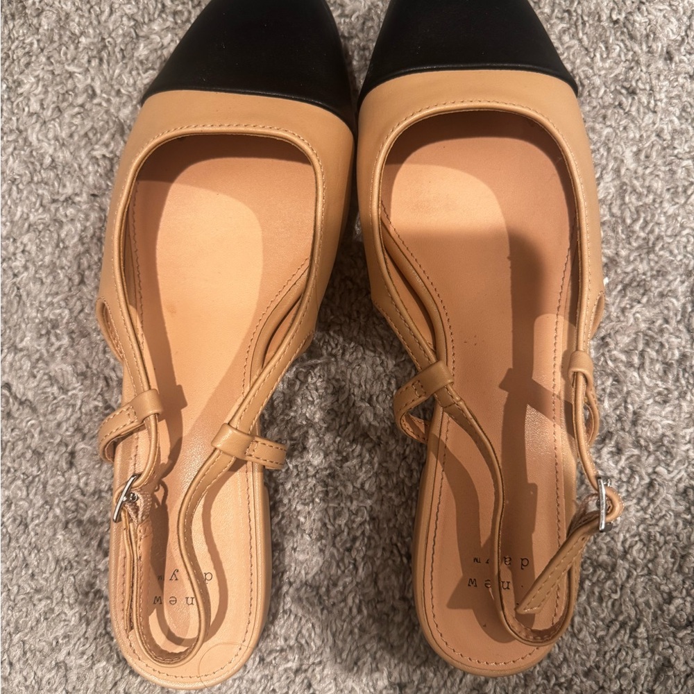 a new day Tan and Black Flats